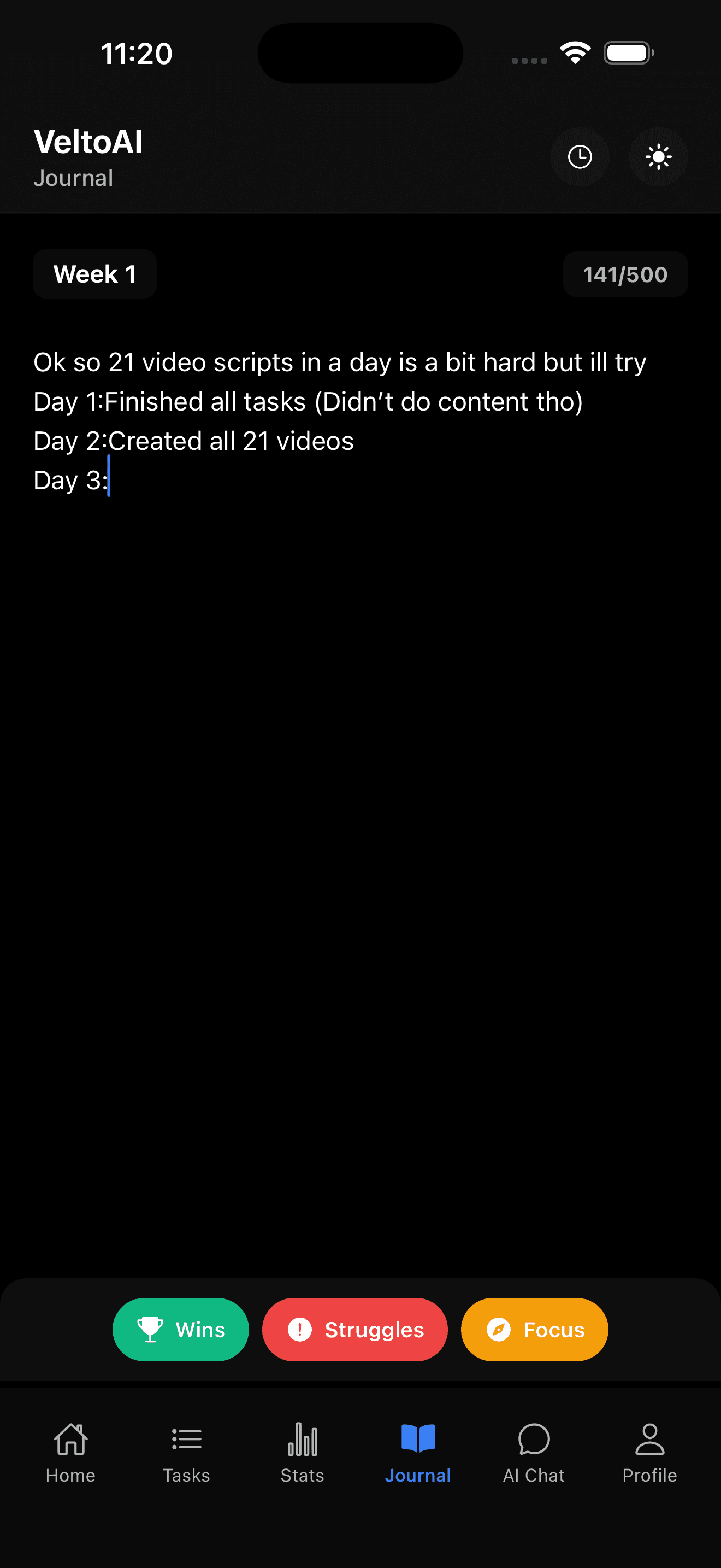 VeltoAI Journal - Weekly Reflection